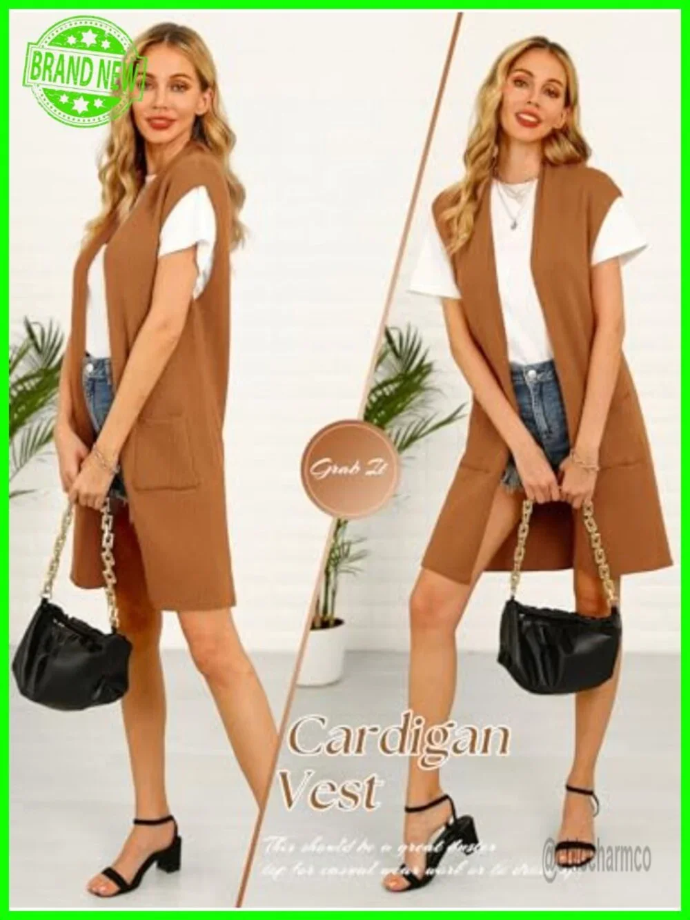 Sleeveless Knit Cardigan Open Front Duster Vest Lightweight Casual